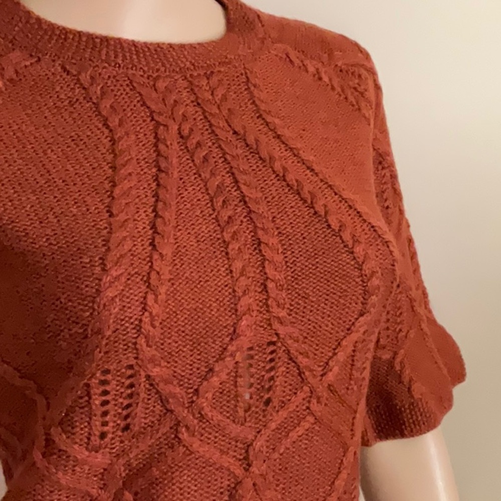 Moda International; Rust Cable Knit Women's Sweater wool blend - Picture 4 of 9